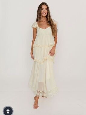 Worth Collective Nicola Maxi Dress in Light Beige- M